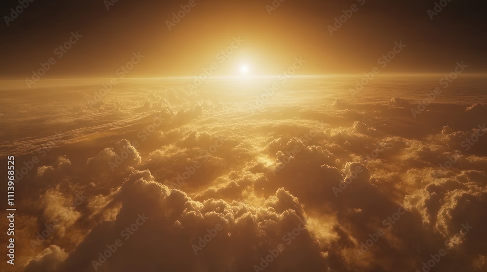 Golden Sunset Above A Sea Of Clouds Golden Sunset Above A Sea Of Clouds