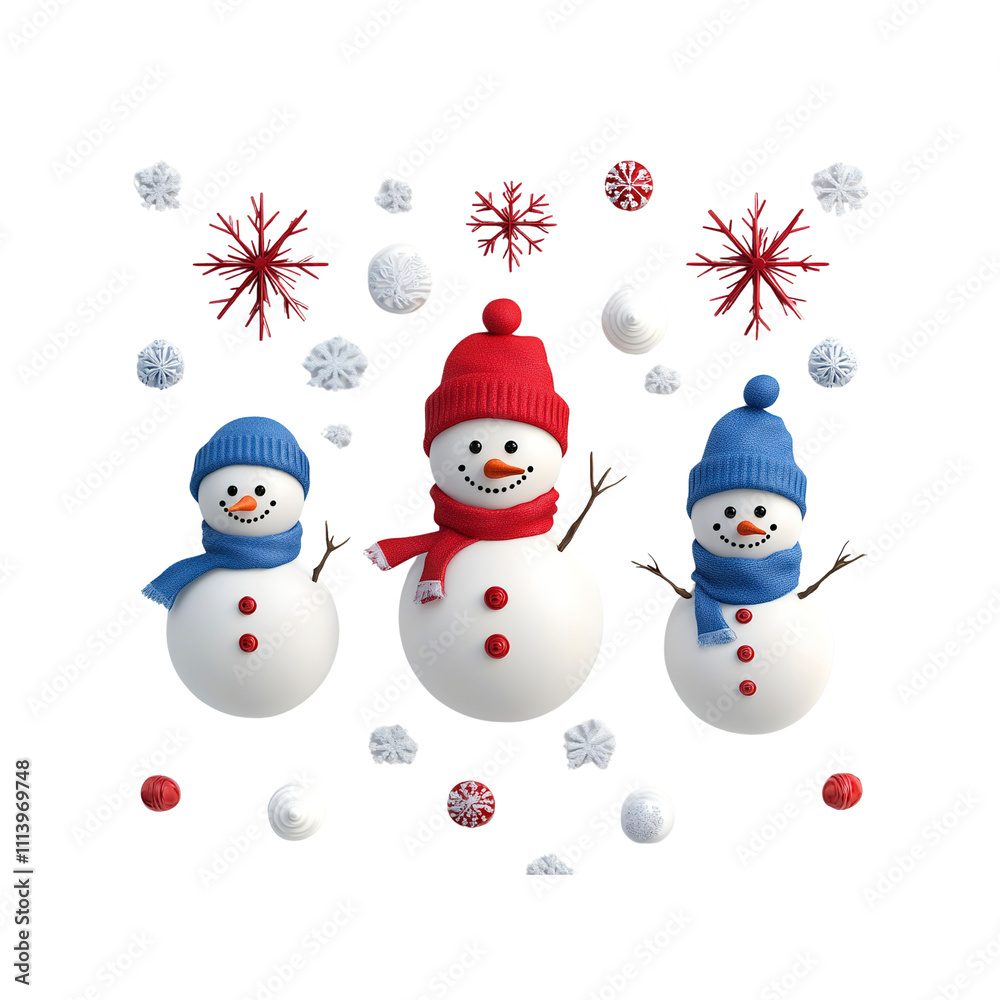 Three Cheerful Snowmen in a Winter Wonderland Three Cheerful Snowmen in a Winter Wonderland