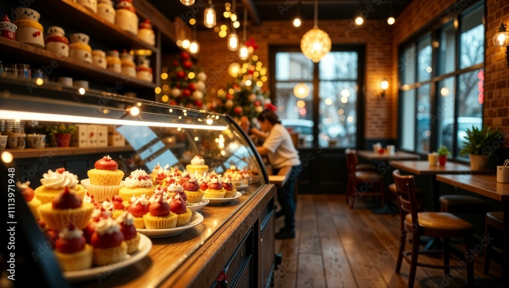 Cozy coffee shop with delicious cakes. High quality photo Cozy coffee shop with delicious cakes. High quality photo