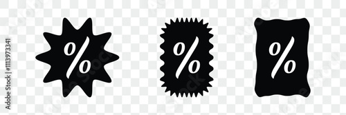 Set of discount coupon or shopping tag. Label with percentage, discount offer tag symbol. Black Friday  discount, sale label. Sale price tag with discount offer. Eps 10.