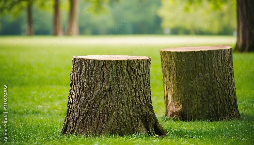 A Sunlit Tree Stump in a Lush Green Forest 7 A Sunlit Tree Stump in a Lush Green Forest 7