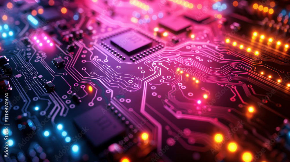 Vibrant Neon Futuristic Circuit Board Pattern Vibrant Neon Futuristic Circuit Board Pattern