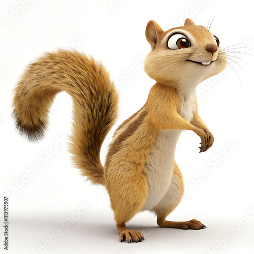 chipmunk on a white background with a sly smile
