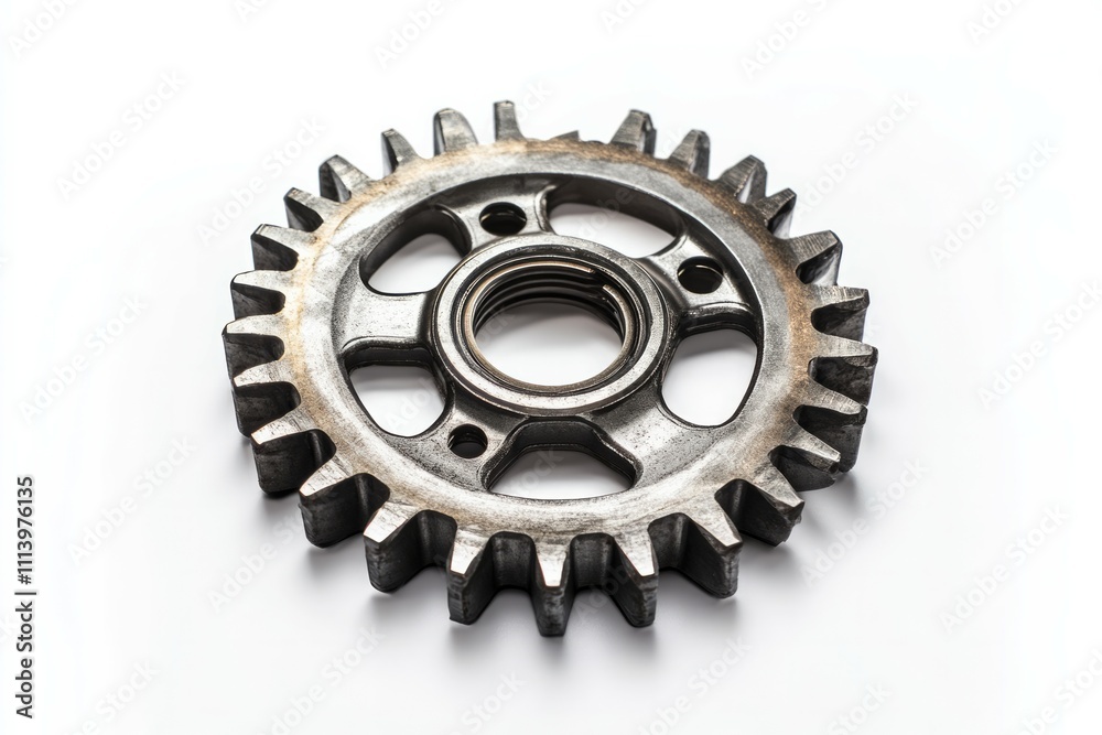Metal cog on white background Metal cog on white background