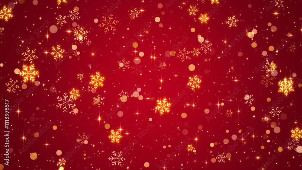 red christmas background with golden shiny snowflakes and stars, christmas and new year holiday social media wallpaper red christmas background with golden shiny snowflakes and stars, christmas and new year holiday social media wallpaper