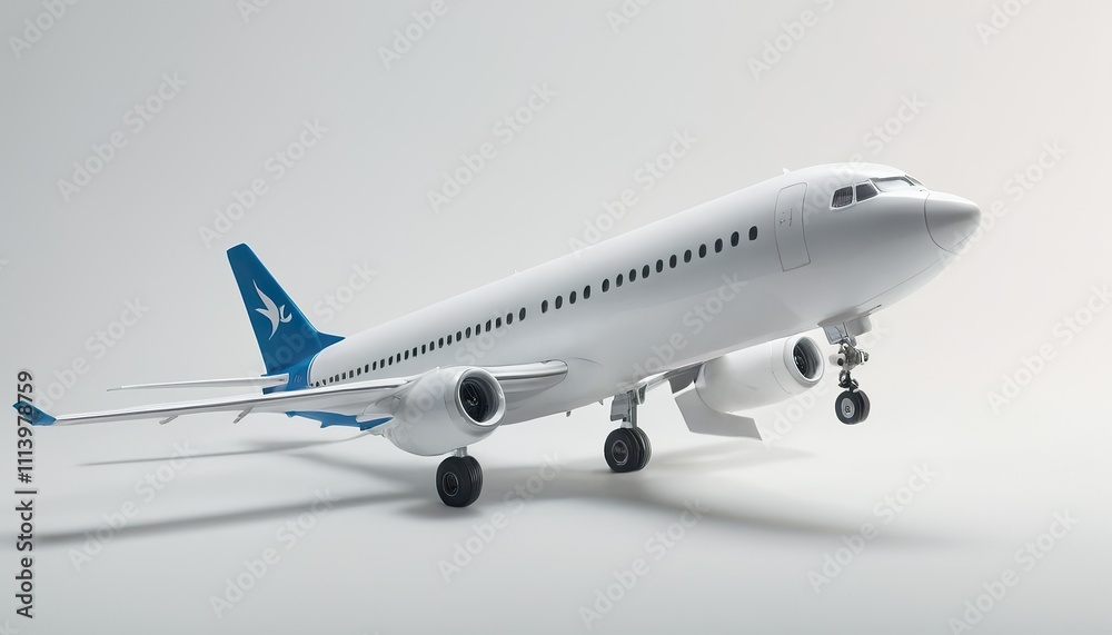 Obraz premium A model of a white airplane with the word s on the side 4