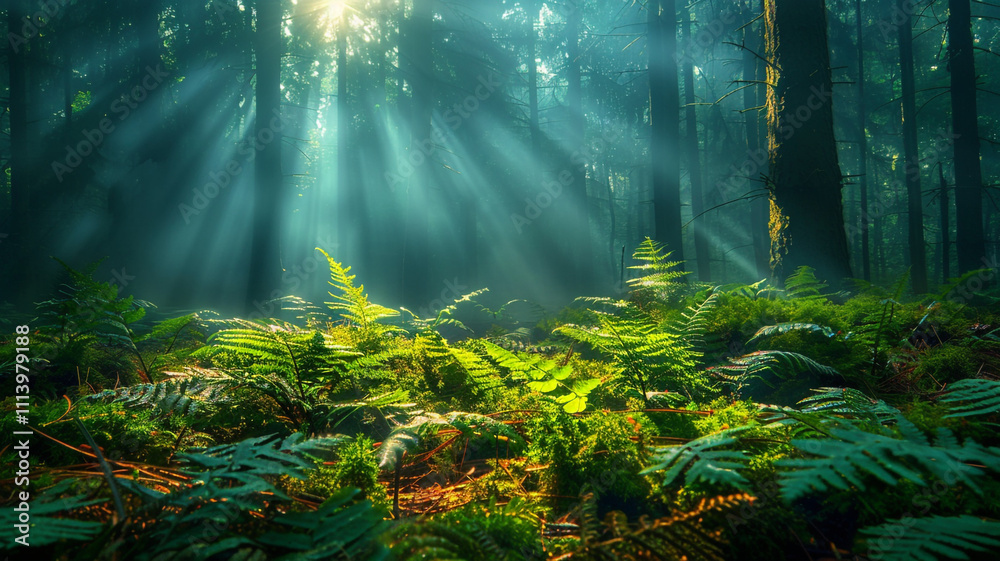 thickets of ferns in the forest. thickets of ferns in the forest.