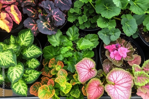 different indoor plants begonia fern violet photo