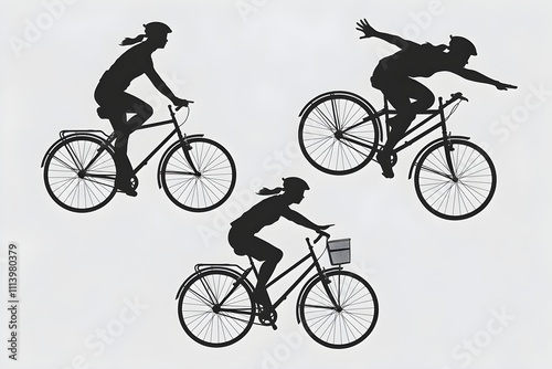 silhouette of a person riding a bicycle photo