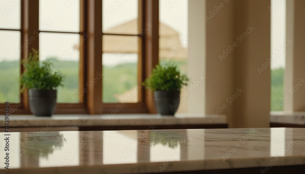 Empty white marble counter top table modern kitchen for display over bright luxury room background 10 Empty white marble counter top table modern kitchen for display over bright luxury room background 10