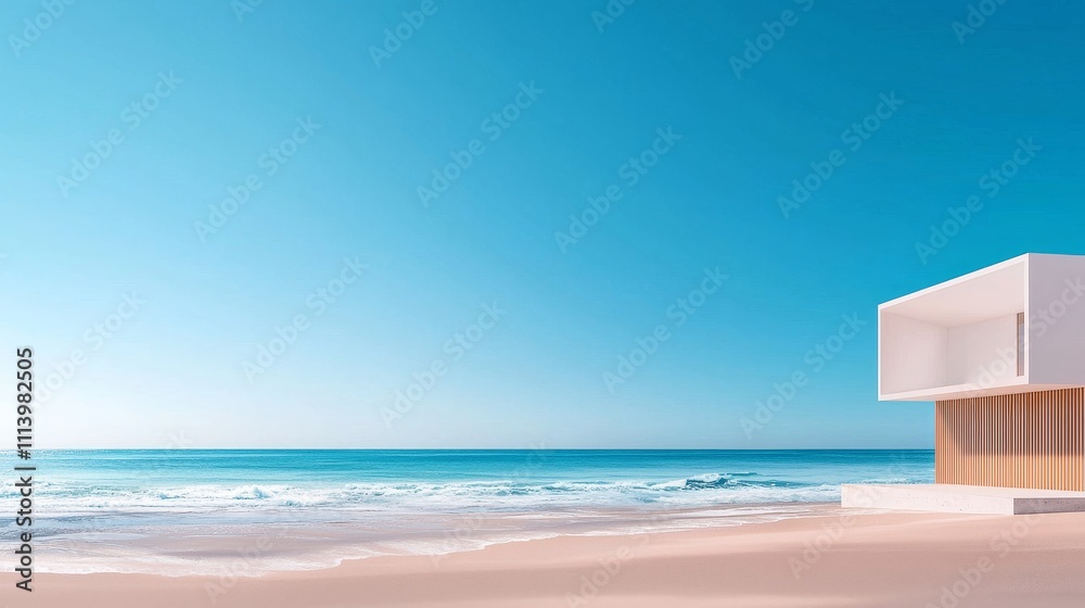 Striking Minimalist Building on the Beach with a Serene Ocean View Striking Minimalist Building on the Beach with a Serene Ocean View