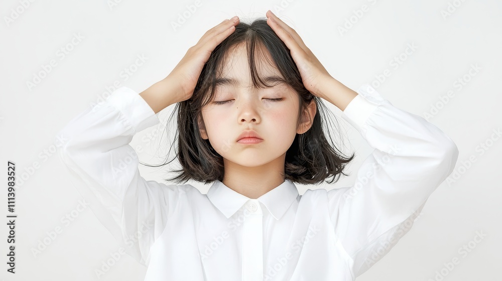 Young Asian Girl Expressing Slight Annoyance or Displeasure on White Background Young Asian Girl Expressing Slight Annoyance or Displeasure on White Background