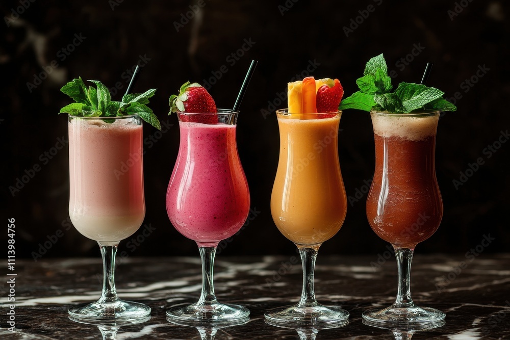 Four different smoothie glasses Four different smoothie glasses