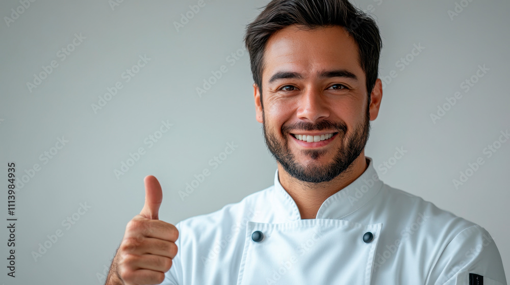 chef male thumb up on white background , studio shot chef male thumb up on white background , studio shot