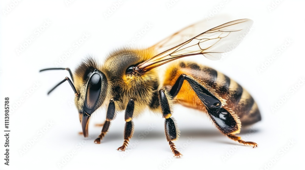 realistic bee draw on canvas, white background. realistic bee draw on canvas, white background.