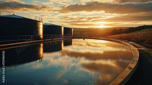 Wallpaper Mural Serene Sunset Reflection Over Water Reservoir Torontodigital.ca