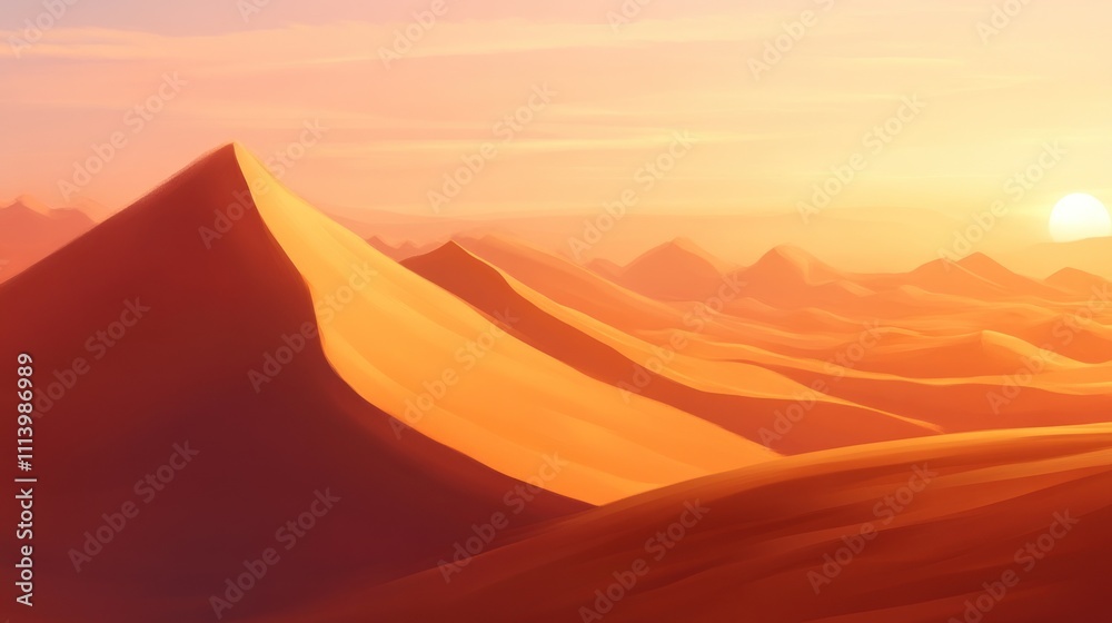 Desert Dunes Sunset Golden Hues Landscape Desert Dunes Sunset Golden Hues Landscape