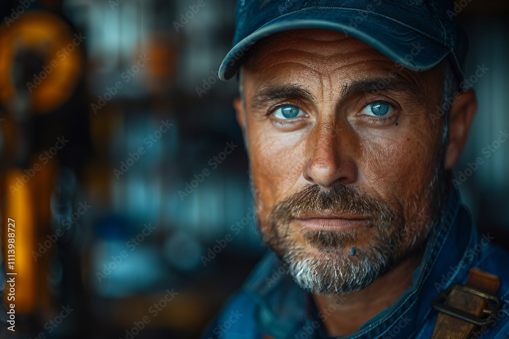 Fototapeta premium Confident male engineer in modern industrial factory generative ai