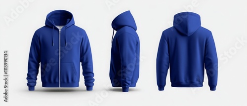 blue hoodie with zipper mockup for men with front and back view. hoodie mock-up template .