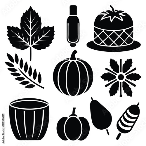 fall feast icons white background.