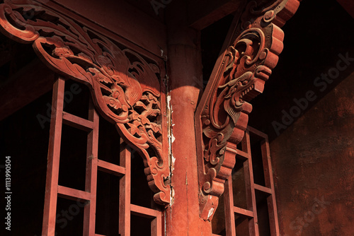 Wooden style bird for ancient buildings photo