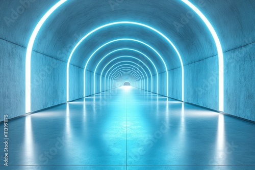 Futuristic Neon-Lit Tunnel Abstract Architectural Background