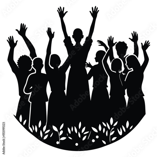 grateful gatherings silhouette vector white background.