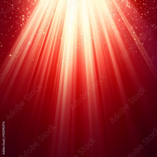 Red gradient background with a dispersed light amount of small gold star shaped glitter lightly falling from above.