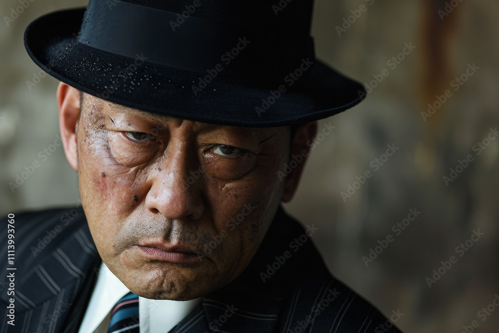 Generative AI Portrait of Man in Retro Detective Style, Noir Film Character Look Generative AI Portrait of Man in Retro Detective Style, Noir Film Character Look
