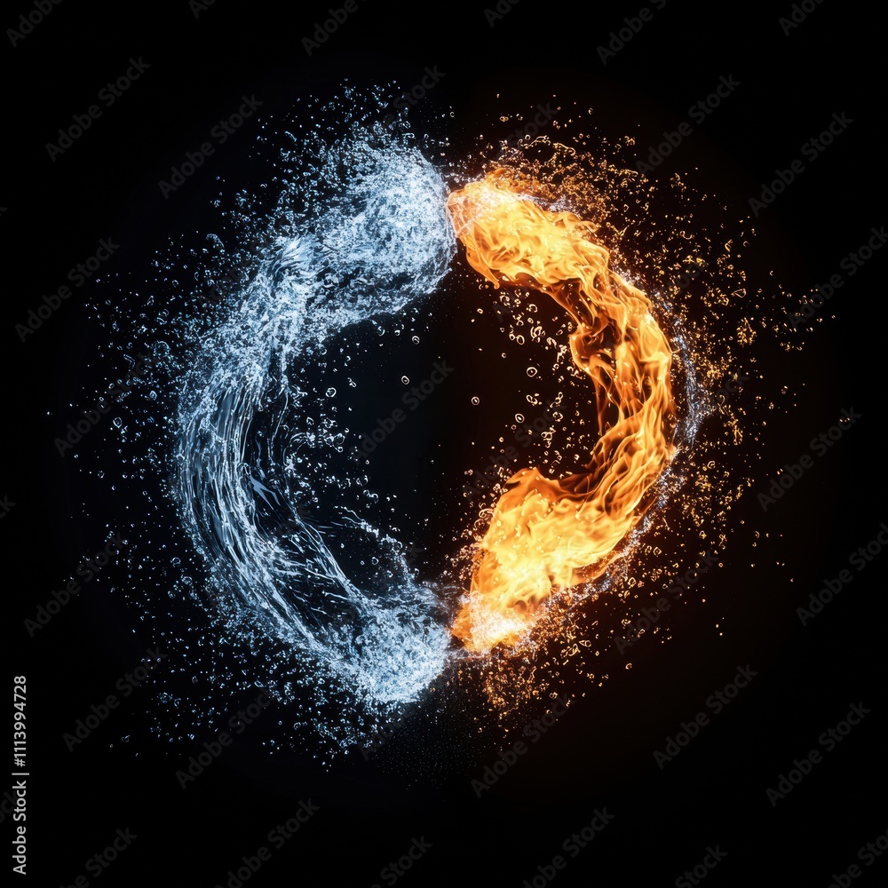 Obraz premium Fire and Ice Swirling Abstract