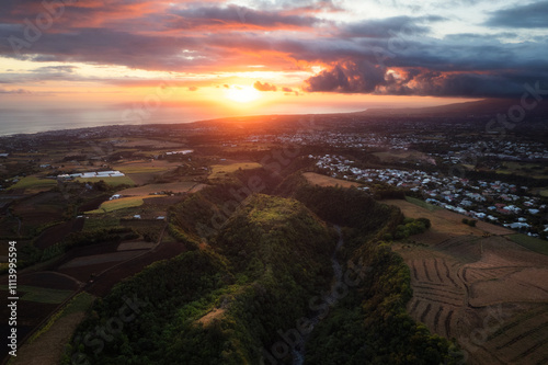 Coucher de soleil aérien