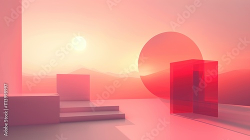 Minimalist Futuristic banner design with smooth and blurred gradient shapes, AI generated image photo