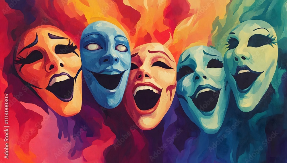 Obraz premium An artistic illustration of colorful drama masks