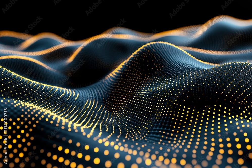 Abstract Dark Blue and Gold Wave Particle Background Abstract Dark Blue and Gold Wave Particle Background