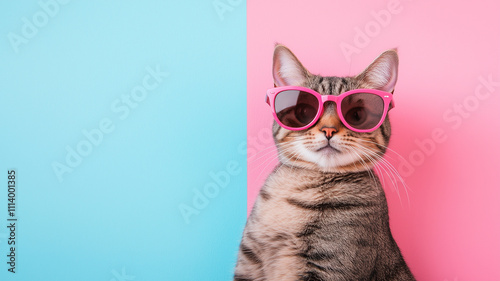 ピンクのサングラスをかけた猫