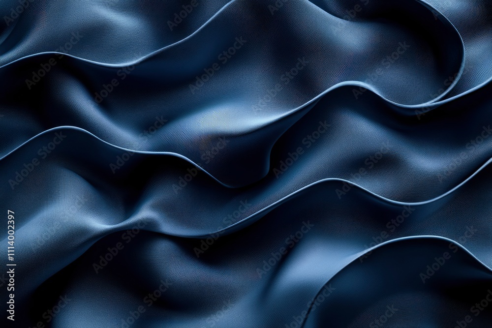 Fototapeta premium Abstract Blue Silk Drape Luxurious Fabric Texture Background