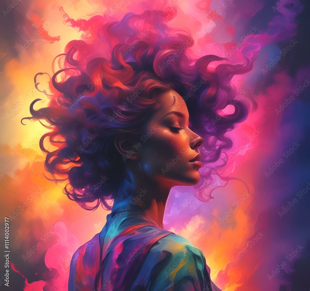 Illustration of woman silhouette with dramatic glowing background. Illustration of woman silhouette with dramatic glowing background.