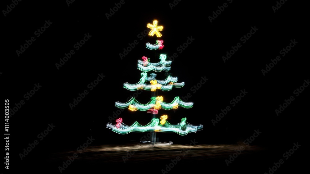 Colorful and Bright Abstract Christmas Tree with Vibrant Lights in a Dark Background, Celebrating the Joy of the Holiday Season and Creating a Festive Atmosphere Colorful and Bright Abstract Christmas Tree with Vibrant Lights in a Dark Background, Celebrating the Joy of the Holiday Season and Creating a Festive Atmosphere