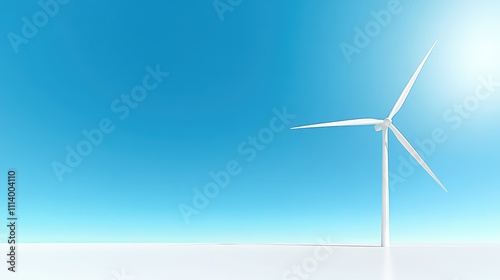 Minimalist Wind Turbine Against Clear Blue Sky Emphasizing Renewable Energy