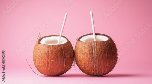 coconut cocktail isolated on white photo