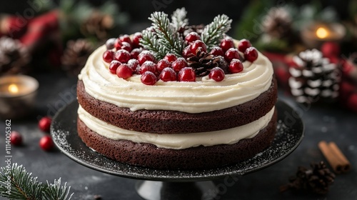 Traditional Christmas Cake with Icing Detail