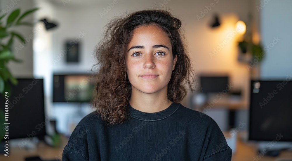 Portrait of a Young Woman in a Modern Office Setting Portrait of a Young Woman in a Modern Office Setting