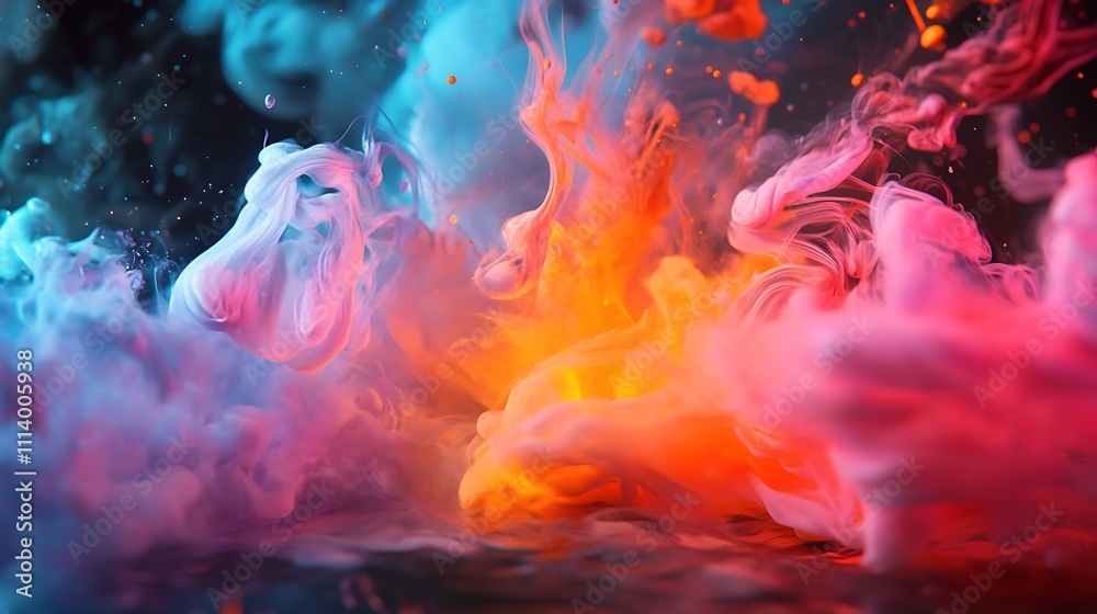 Fototapeta premium Vibrant abstract flame crafted from multicolored ink explosion display image