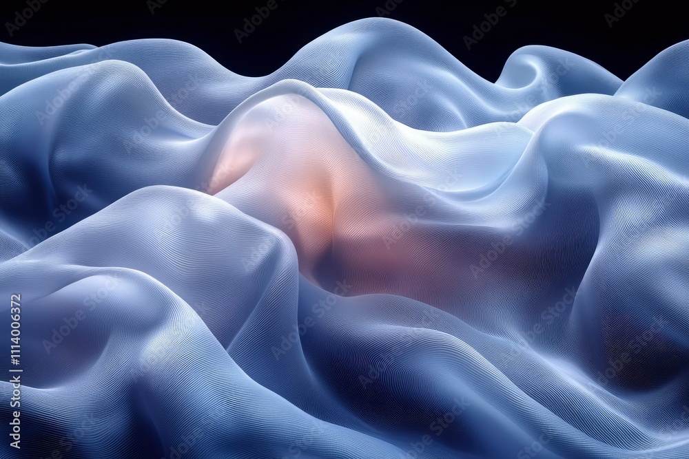 Obraz premium Abstract Draped Silk Fabric, Soft Blue and Peach Hues, Luxurious Texture