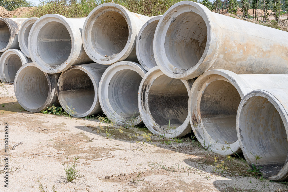 a lot of concrete culverts for construction. a lot of concrete culverts for construction.