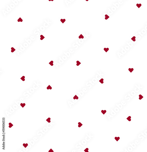 Seamless romantic pattern with cute lit red hearts. hearts on a white background. Ready-made template for textile, design, postcards, printing, poster, party, Valentine's Day