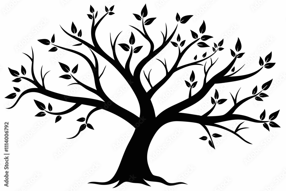 Fototapeta premium Elegant Branching Silhouette Black Vector Art