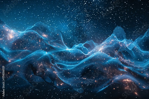 Futuristic vision of the collective information field merging with akashic records as energy waves