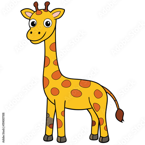 Giraffe vector illustration, cartoon clipart character, animal in flat style. Wild animals,