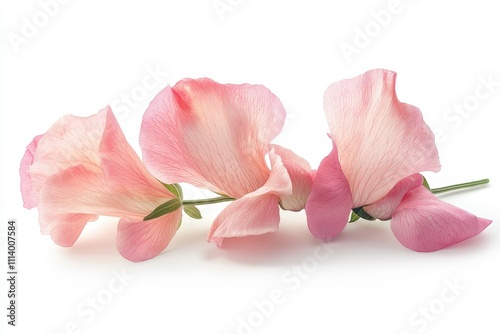 Isolated sweet pea blossoms on a white background